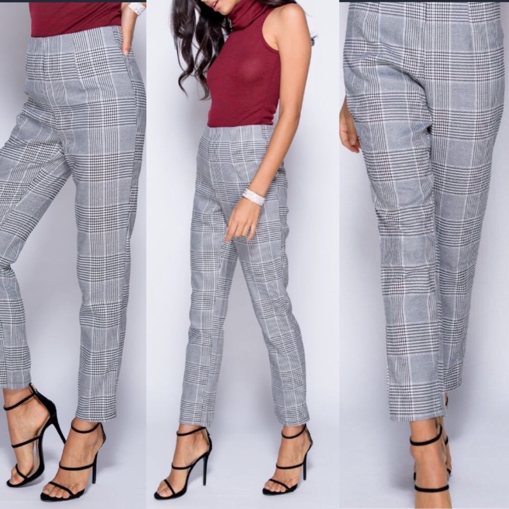 ‘Check Up On It’ Grey Checkered Trousers